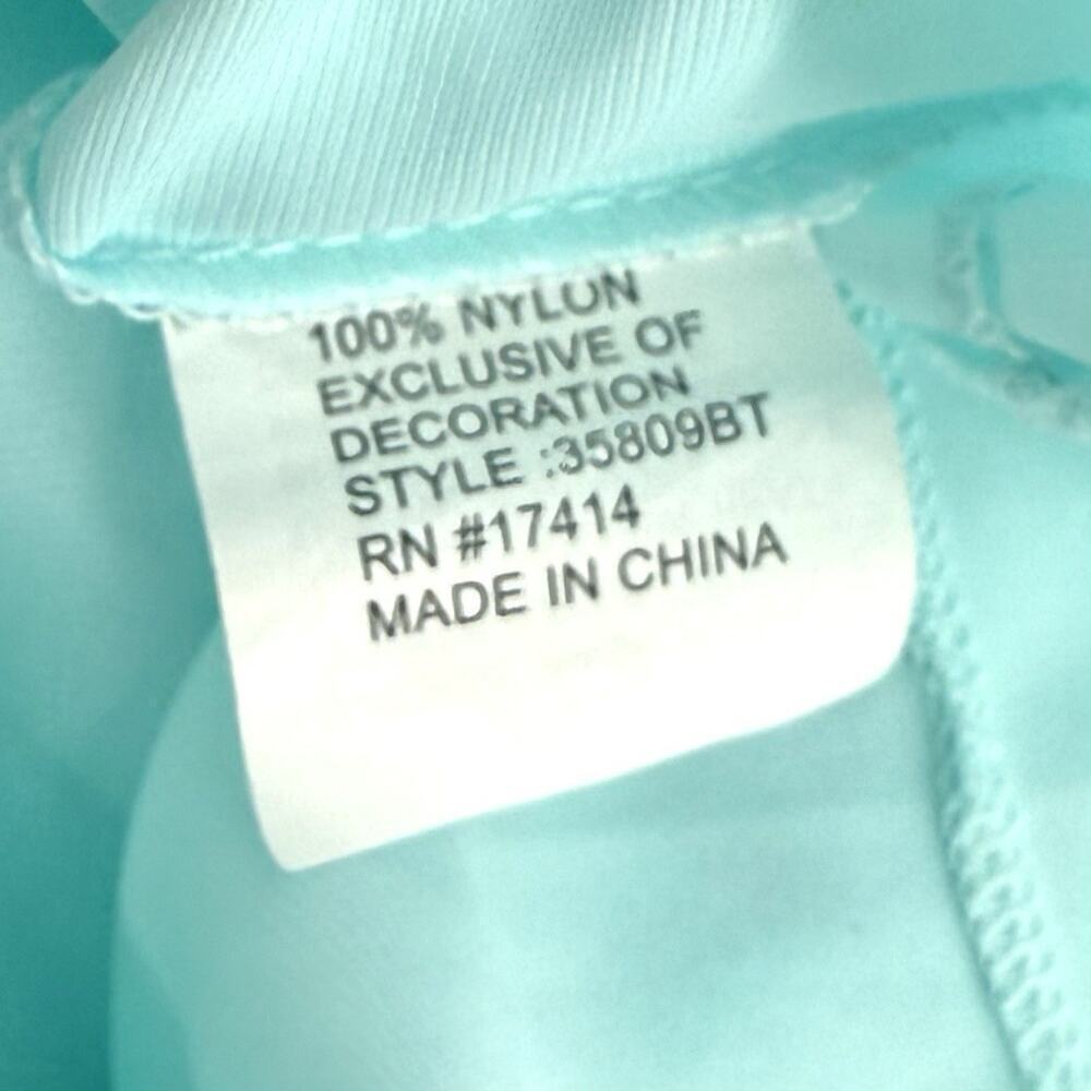 Miss Elaine Nylon Robe Sz Large Aqua Blue Button Front Housecoat Cottagecore VTG - Picture 5 of 8